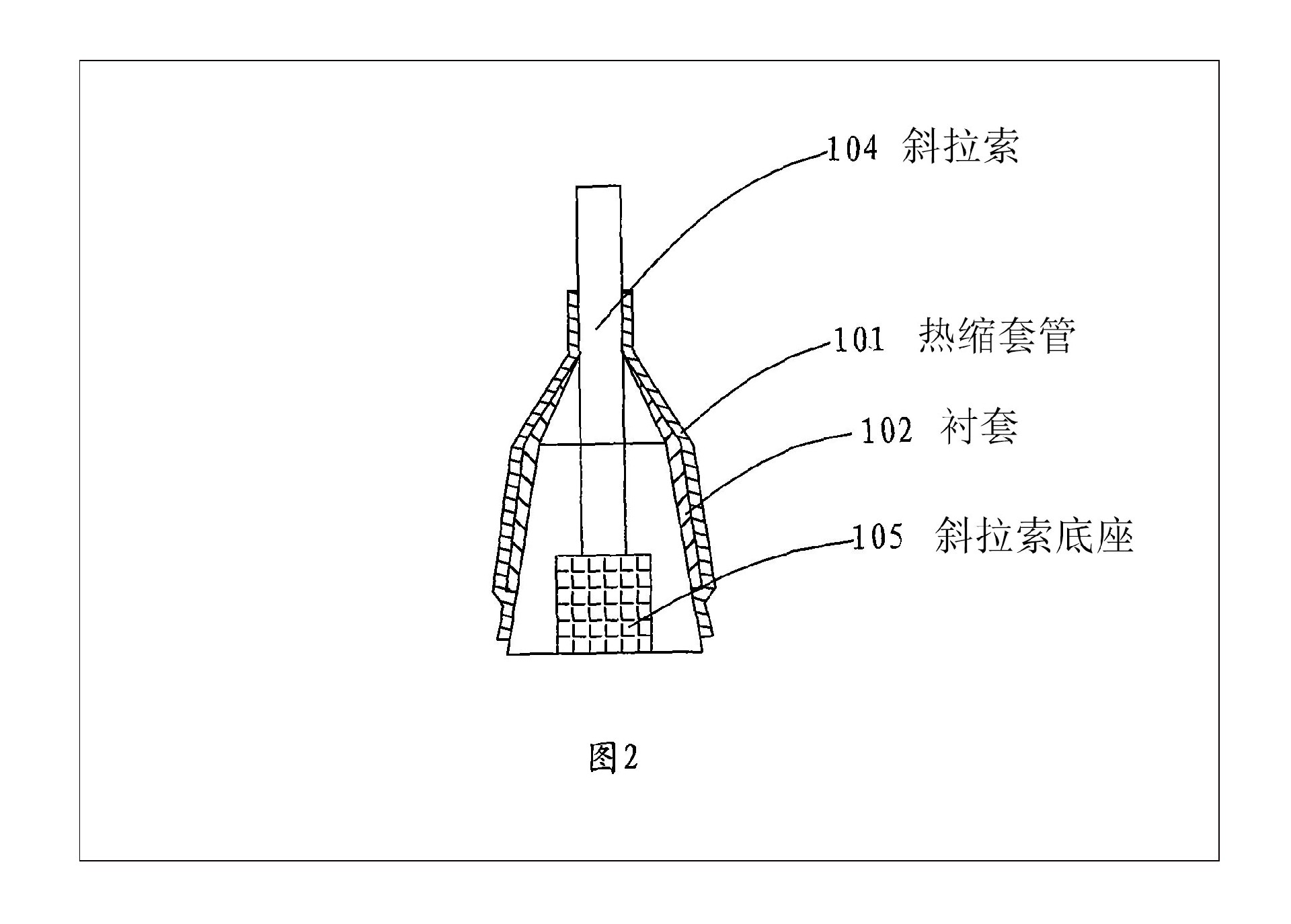 斜拉索橋梁鋼索聯(lián)結(jié)底座防腐密封熱縮構(gòu)件示意圖2